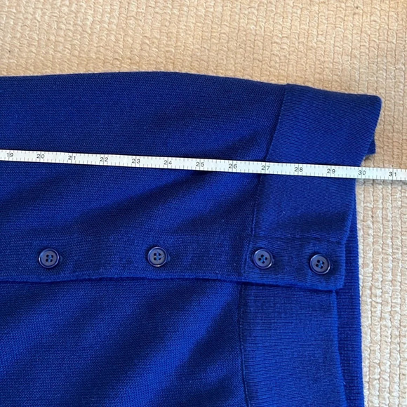 St Michael Vintage 80s Acrylic Long Cardigan Women Royal Blue buttons v neck - Picture 7 of 7